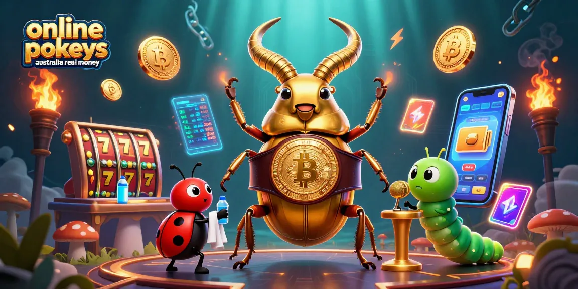 Experience the thrill of online pokies Australia real money with a colorful 3D illustration featuring captivating characters and rich gaming elements.