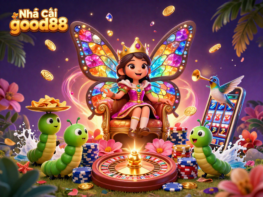 Play thrilling games at Nhà cái good88, featuring a vibrant casino scene with exciting elements.