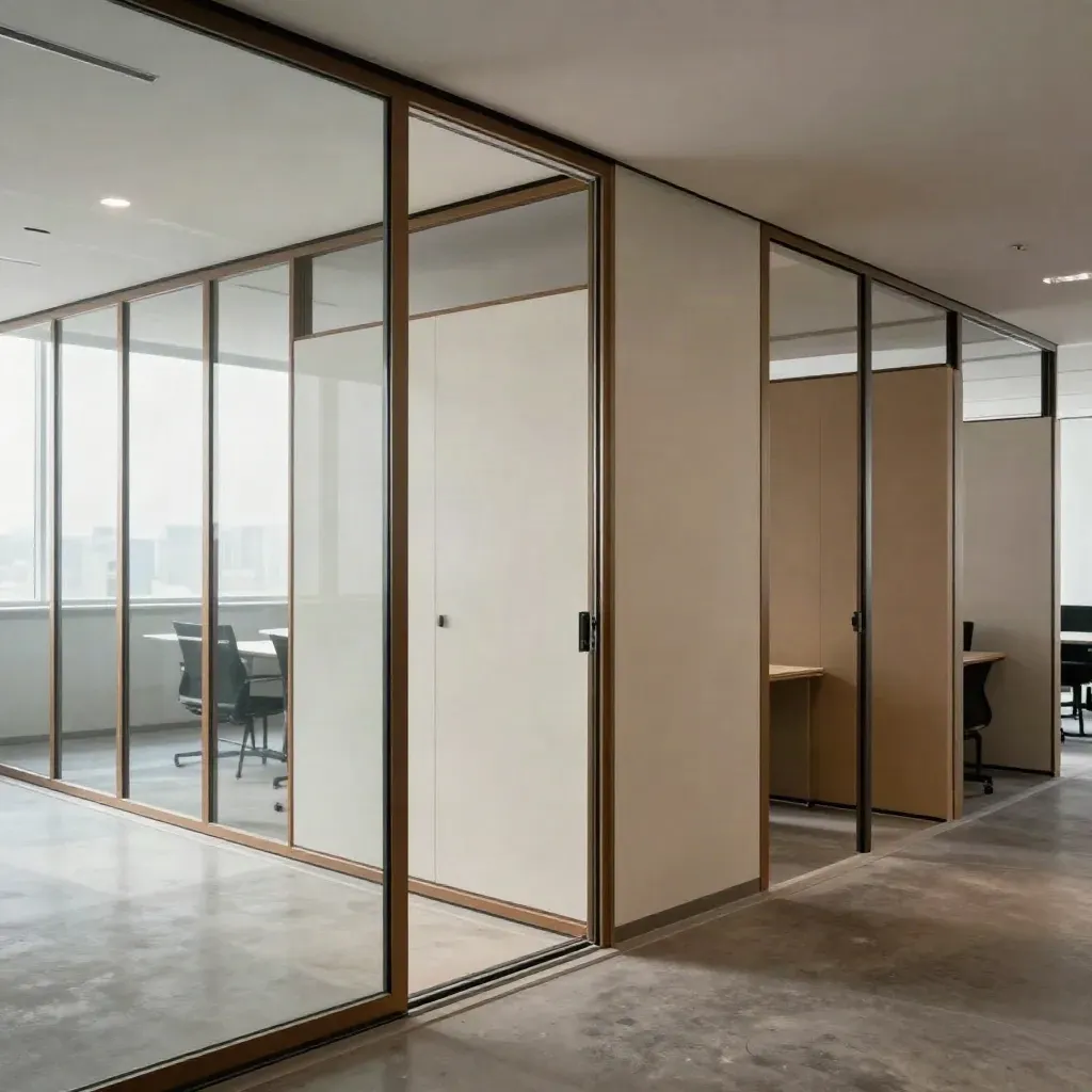 Glazen scheidingswanden in een modern kantoor, met open en rustige zones.